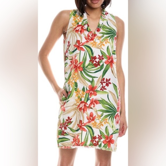 NWT Tommy Bahama Calli Cove Ruffle Neck Dress M - Picture 2 of 5